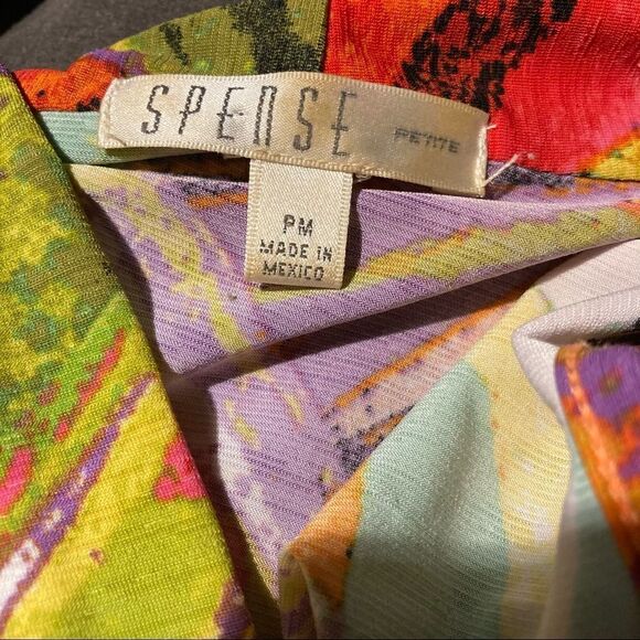 SPENSE, women’s Multicolored Top,Size Petite Medium,Sleeveless,Plunging neckline - Picture 6 of 8